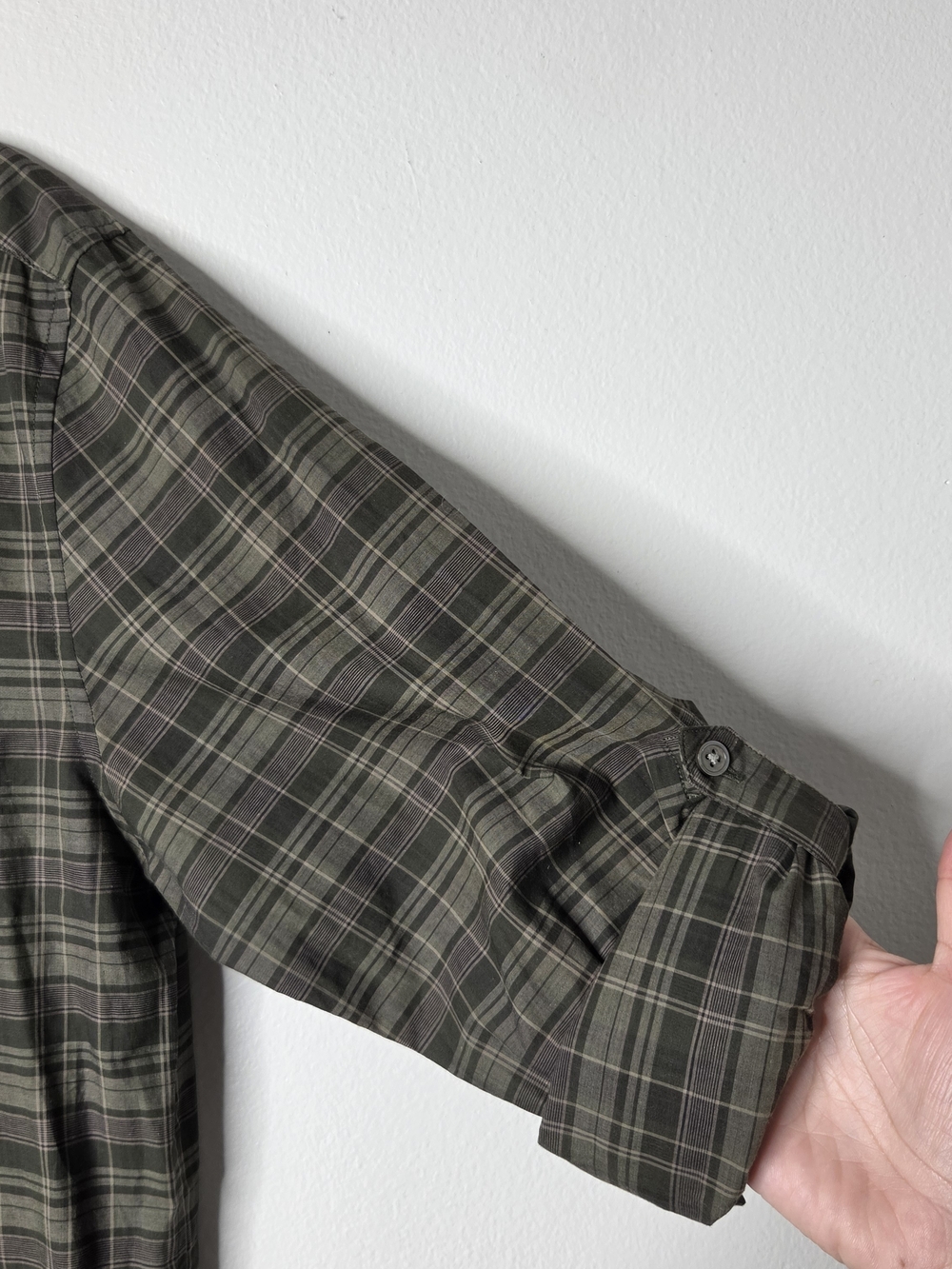 John Varvatos Green Plaid Cotton Button Up Shirt - Picture 4 of 7